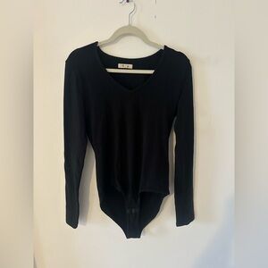 Madewell Black V-Neck Long Sleeve Bodysuit